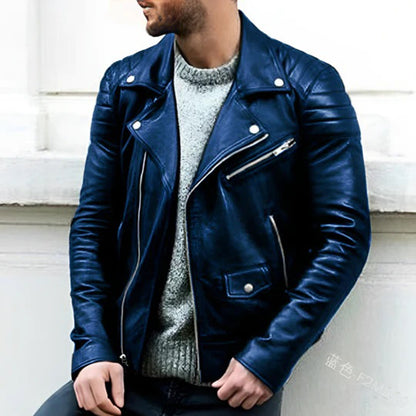 Lederjacke Herren Bikerjacke Reißverschluss