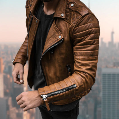 Lederjacke Herren Bikerjacke Reißverschluss