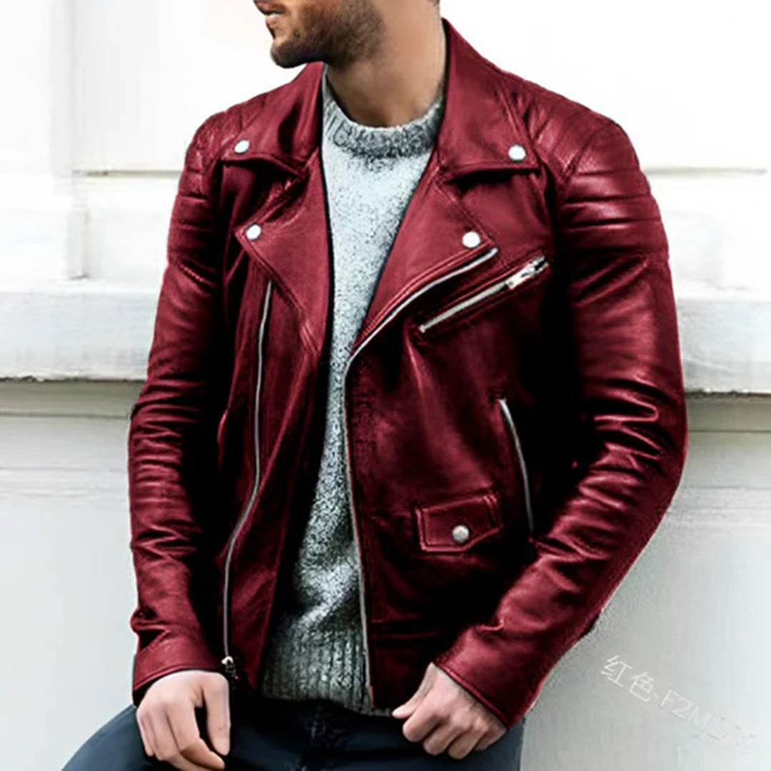 Lederjacke Herren Bikerjacke Reißverschluss