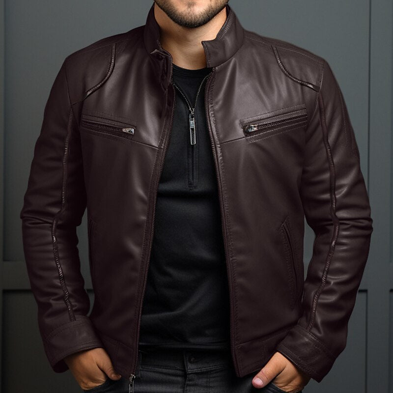 Elegante Lederjacke Schwarz Braun für Herren
