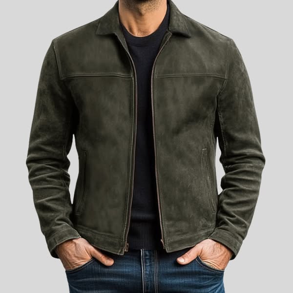 Elegante Lederjacke Schwarz Braun für Herren - IdealeKleiden