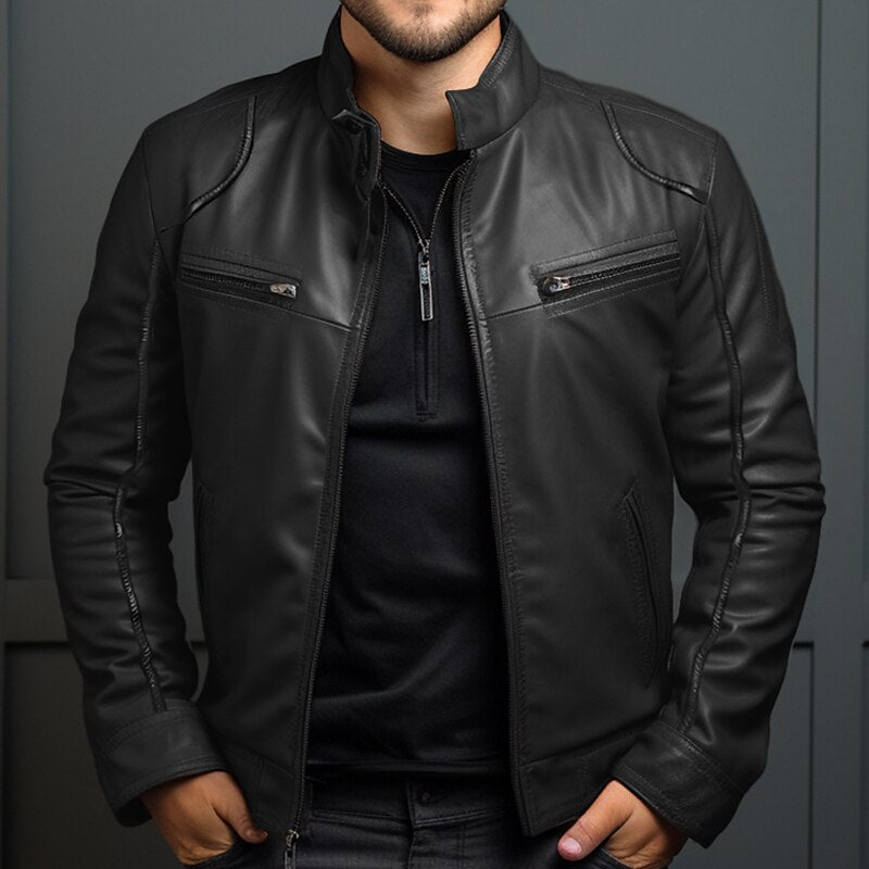 Elegante Lederjacke Schwarz Braun für Herren