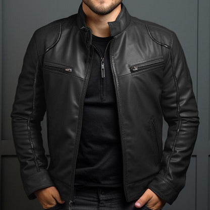 Elegante Lederjacke Schwarz Braun für Herren