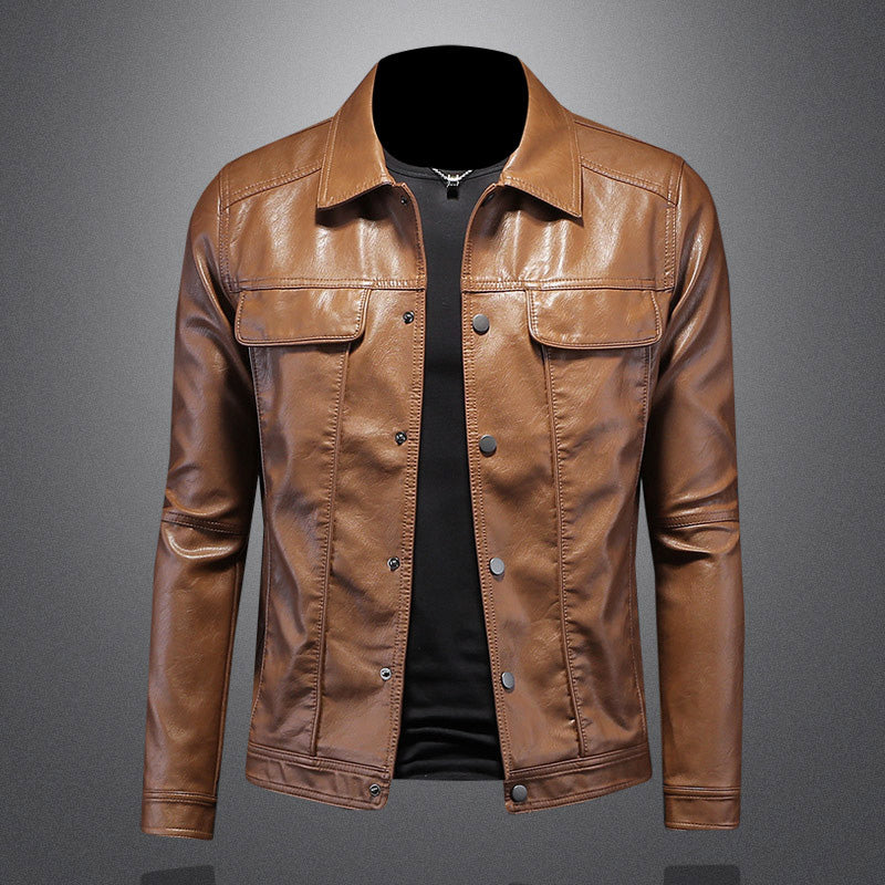 Herren Lederjacke Biker Stil Schwarz - IdealeKleiden