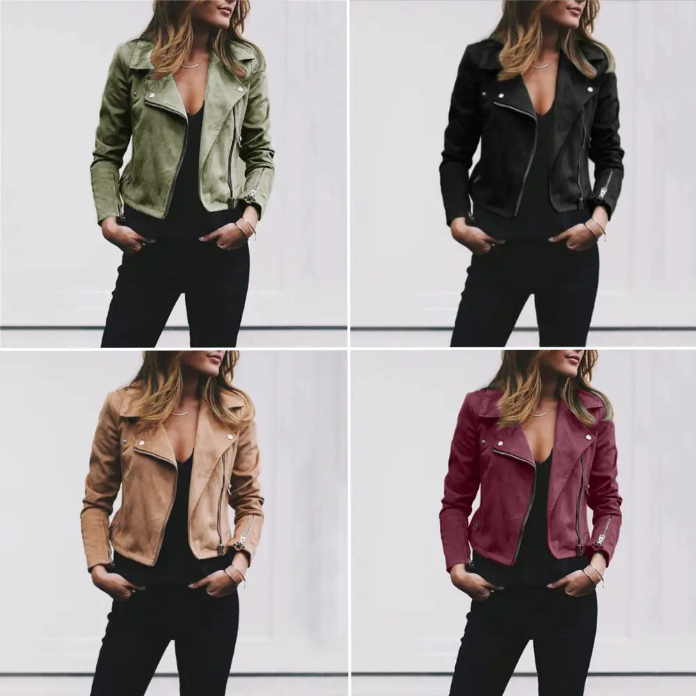 Kunstleder Jacke Moto Style Asymmetrisch - IdealeKleiden