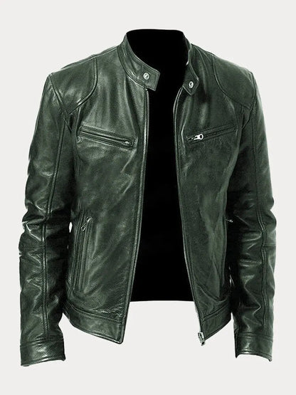 Herren Lederjacke Biker Style Regular Fit - IdealeKleiden