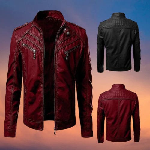 Elegante Lederjacke Herren Biker Style - IdealeKleiden