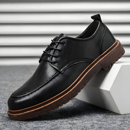 Herren Lederschuhe Braun Schwarz Chunky Style