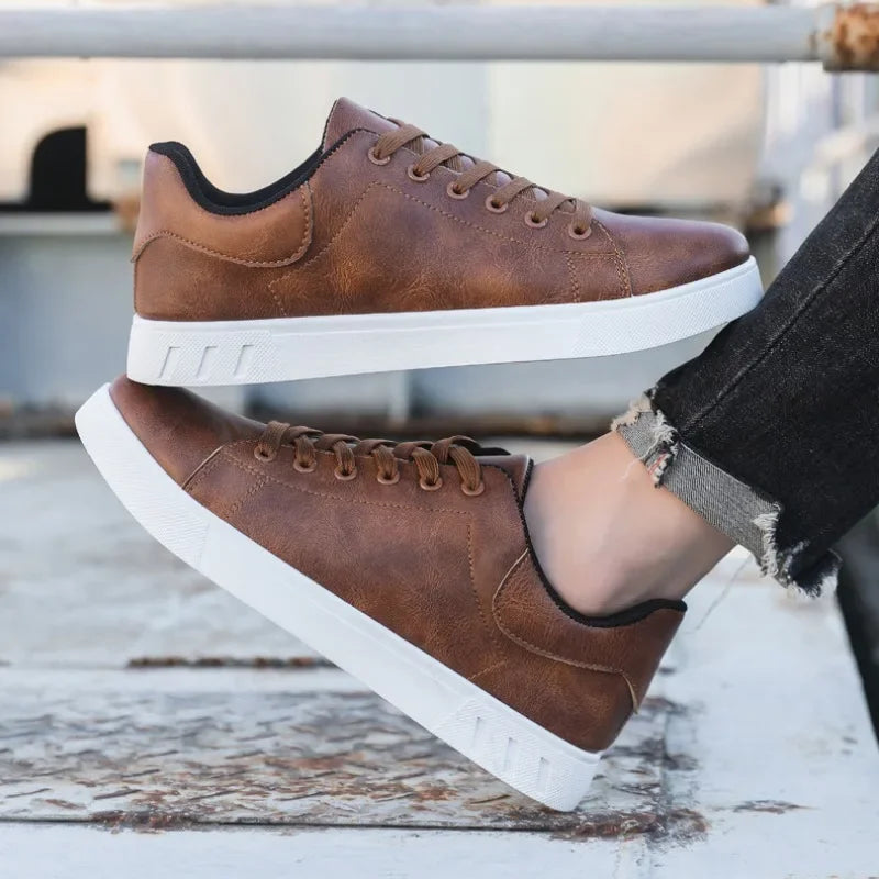 Herren Ledersneaker Lässig Schnüren - IdealeKleiden