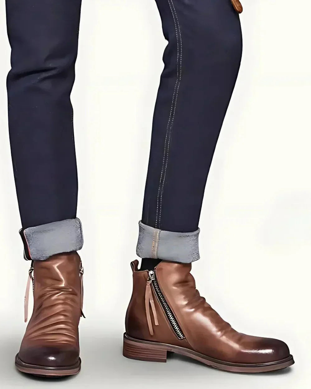 Leder Herrenstiefel Stylisch Schnellverschluss