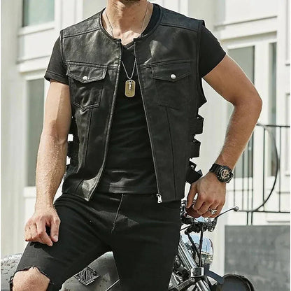Leder Weste Herren Ärmellos Elegant