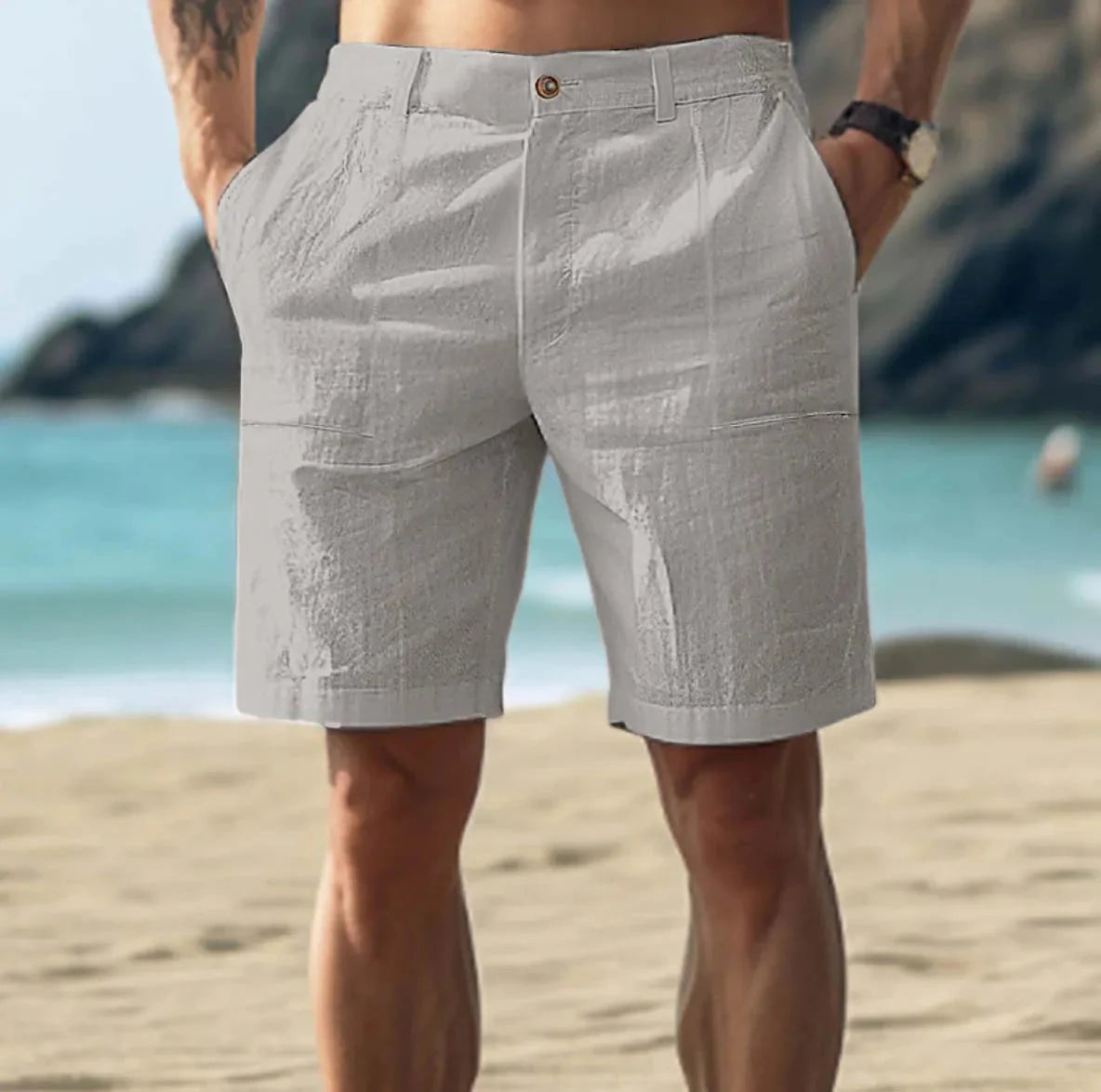 Herren Leinen Shorts Sommer