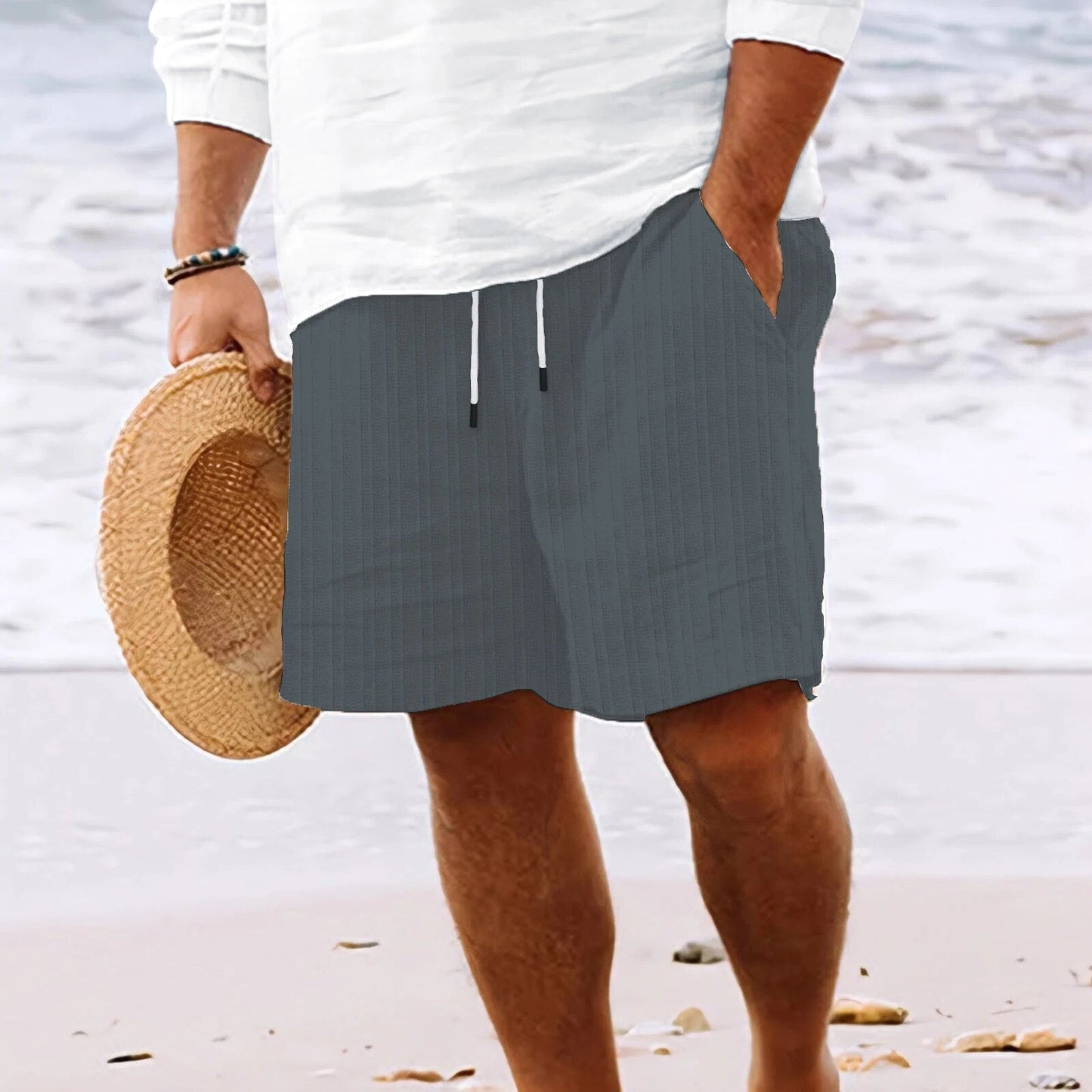Bequeme Herren Shorts Leinen Optik
