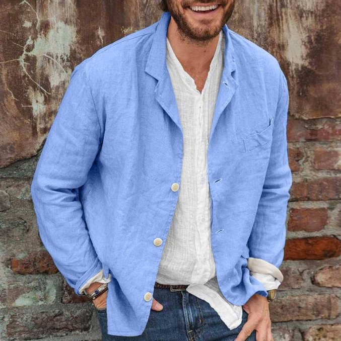 Leinen Blazer Herren Elegant Einreiher