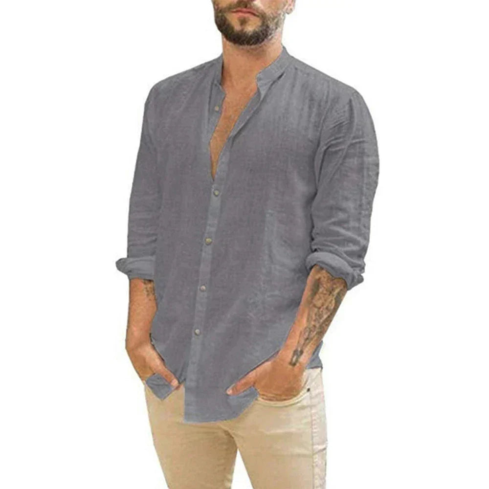 Leinenhemd Langarm Sommer Modern Herren