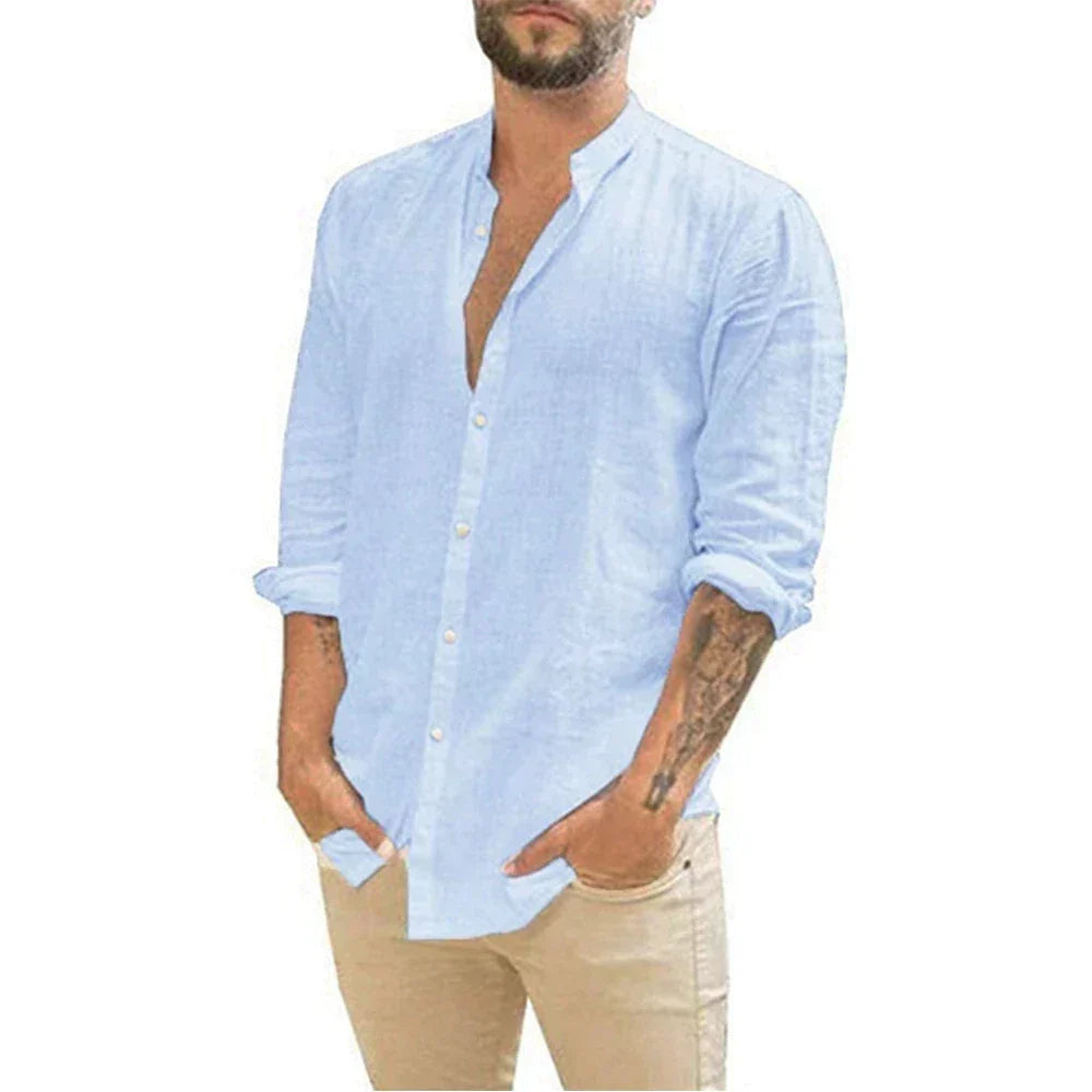 Leinenhemd Langarm Sommer Modern Herren