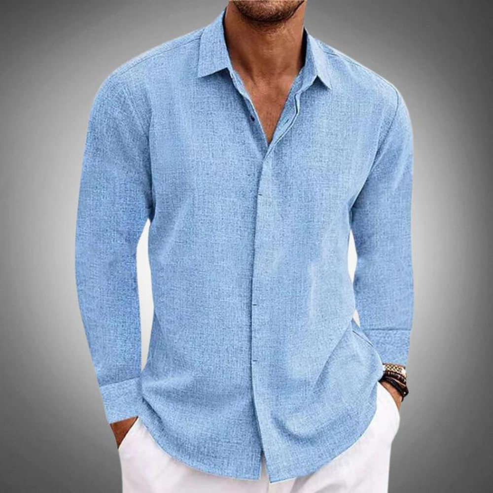 Herren Leinenhemd Sommer Langarm Elegant