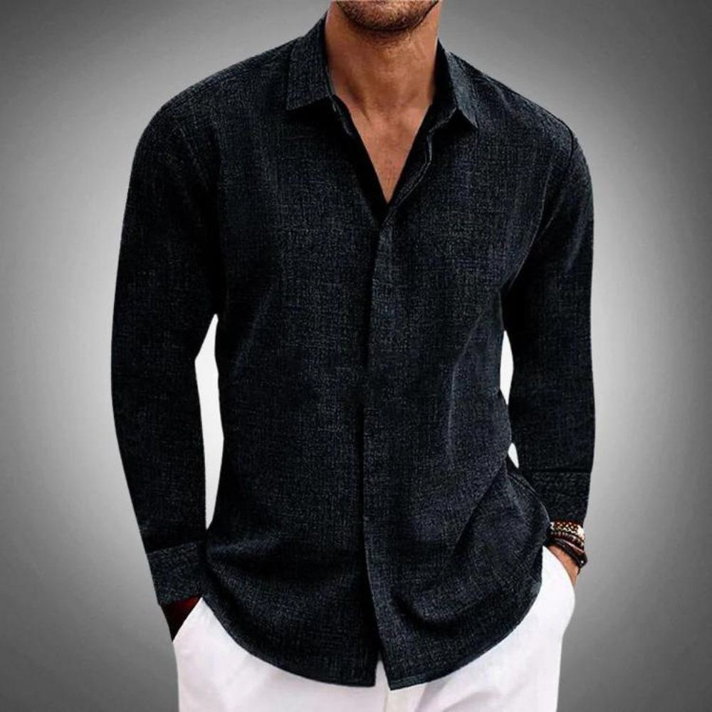 Herren Leinenhemd Sommer Langarm Elegant - IdealeKleiden