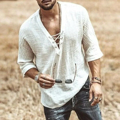 Leinen Hemd Kurzarm Sommer Mode