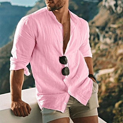 Leinenhemd Herren Sommer Bequem Langarm