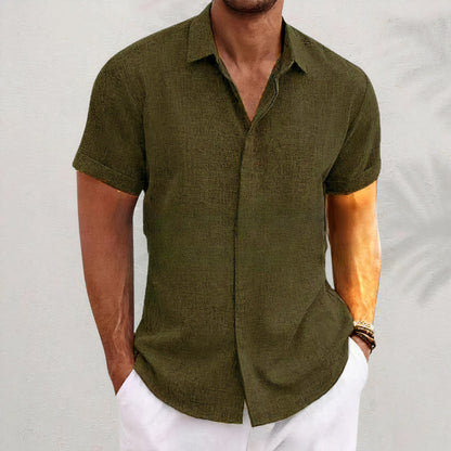 Leinen Hemd Kurzarm Elegant Männer