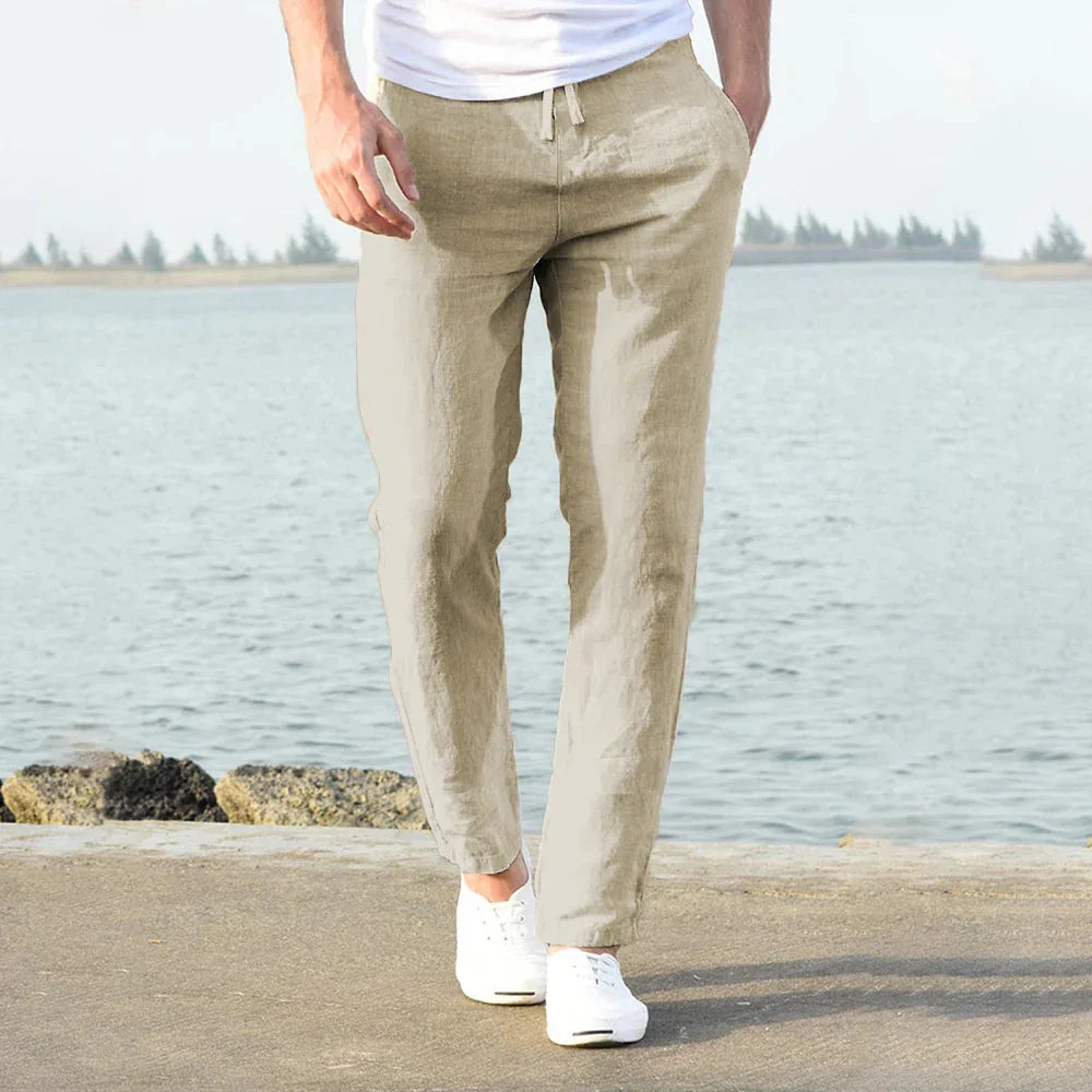 Leinen Sommerhose Herren Baumwolle Elastisch