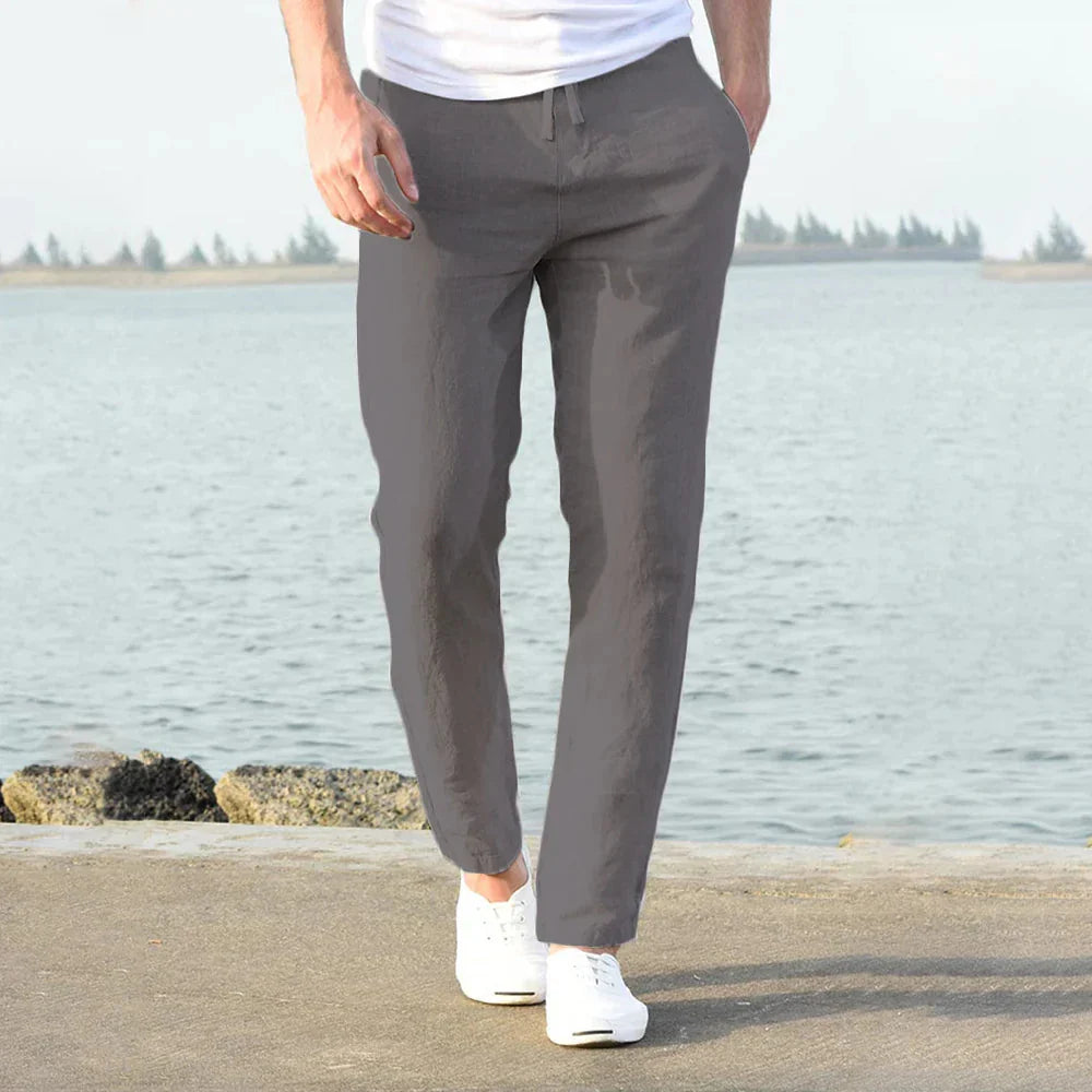 Leinen Sommerhose Herren Baumwolle Elastisch