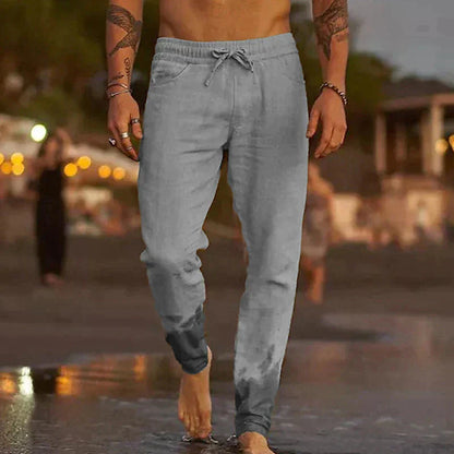 Leinenhose Herren Bequem Elastisch Sommer