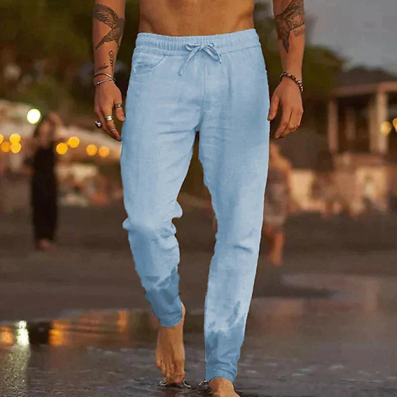 Leinenhose Herren Bequem Elastisch Sommer