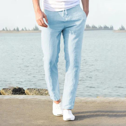 Leinenhose Sommer Herren Bequem Geschnürt