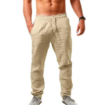 Herren Leinenhose Bequem Gerades Bein Sommer