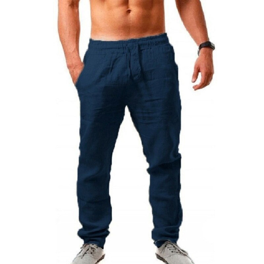 Herren Leinenhose Bequem Gerades Bein Sommer