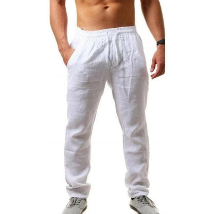 Herren Leinenhose Bequem Gerades Bein Sommer