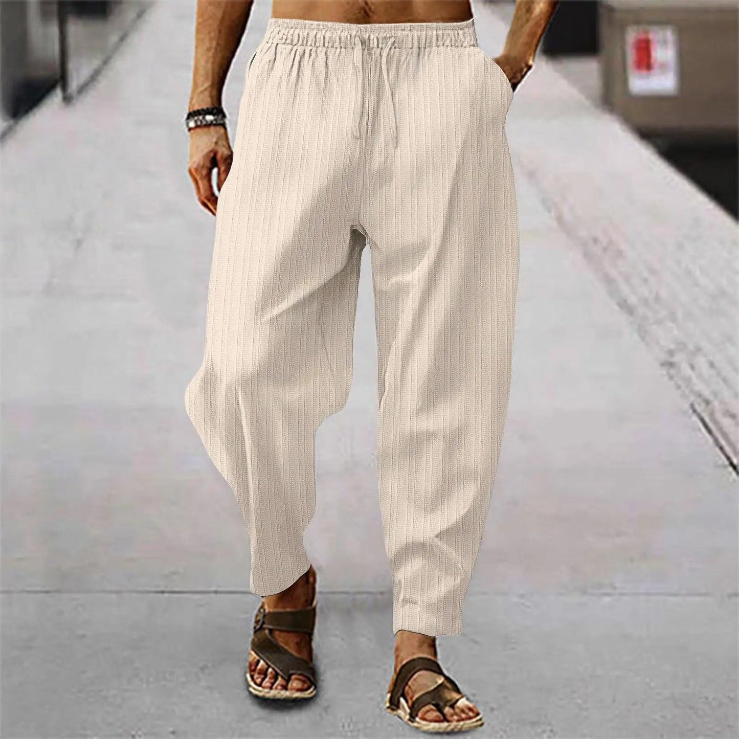 Herren Leinenhosen Bequem Sommer
