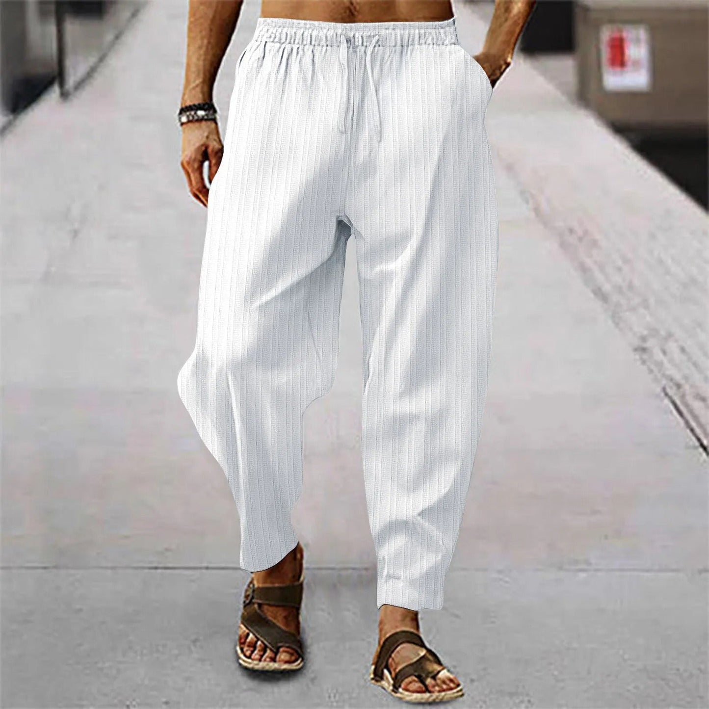 Herren Leinenhosen Bequem Sommer - IdealeKleiden