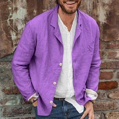 Leinen Blazer Herren Langarm Elegant