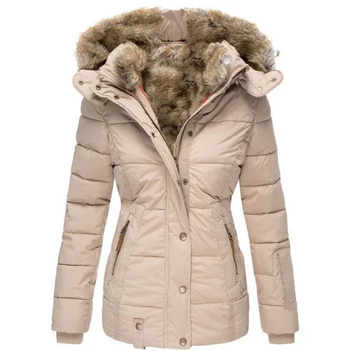 Warme Winterjacke Damen Fellfüllung Winddicht