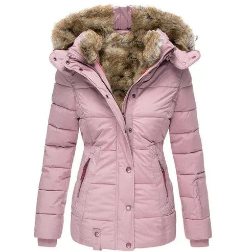 Warme Winterjacke Damen Fellfüllung Winddicht