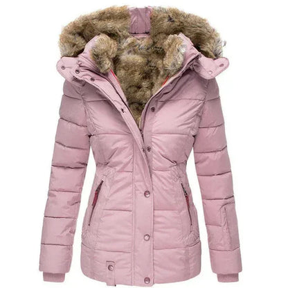 Warme Winterjacke Damen Fellfüllung Winddicht