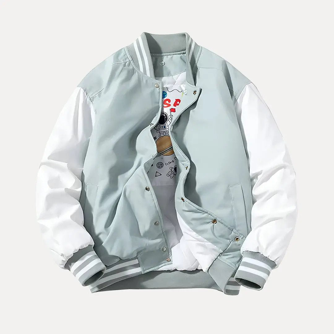 Stylische Varsity Jacke Patchwork Kapuze