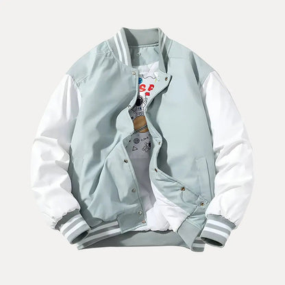 Stylische Varsity Jacke Patchwork Kapuze