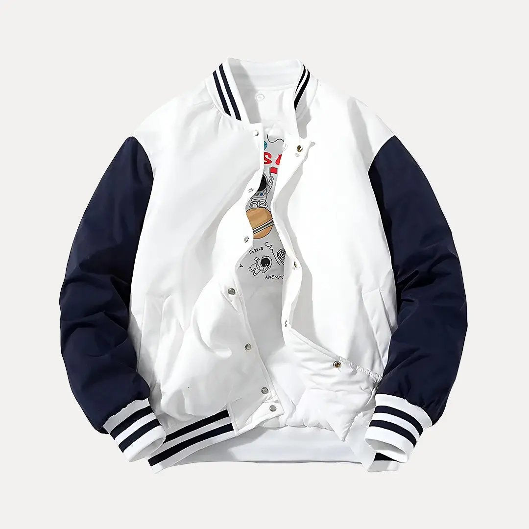 Stylische Varsity Jacke Patchwork Kapuze