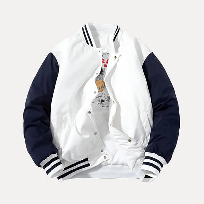 Stylische Varsity Jacke Patchwork Kapuze