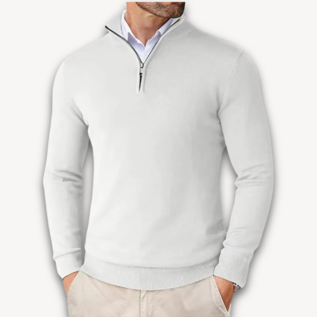 Herren Pullover Baumwolle Viertelreißverschluss