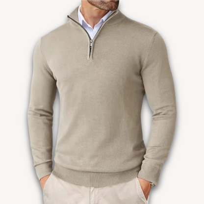 Herren Pullover Baumwolle Viertelreißverschluss