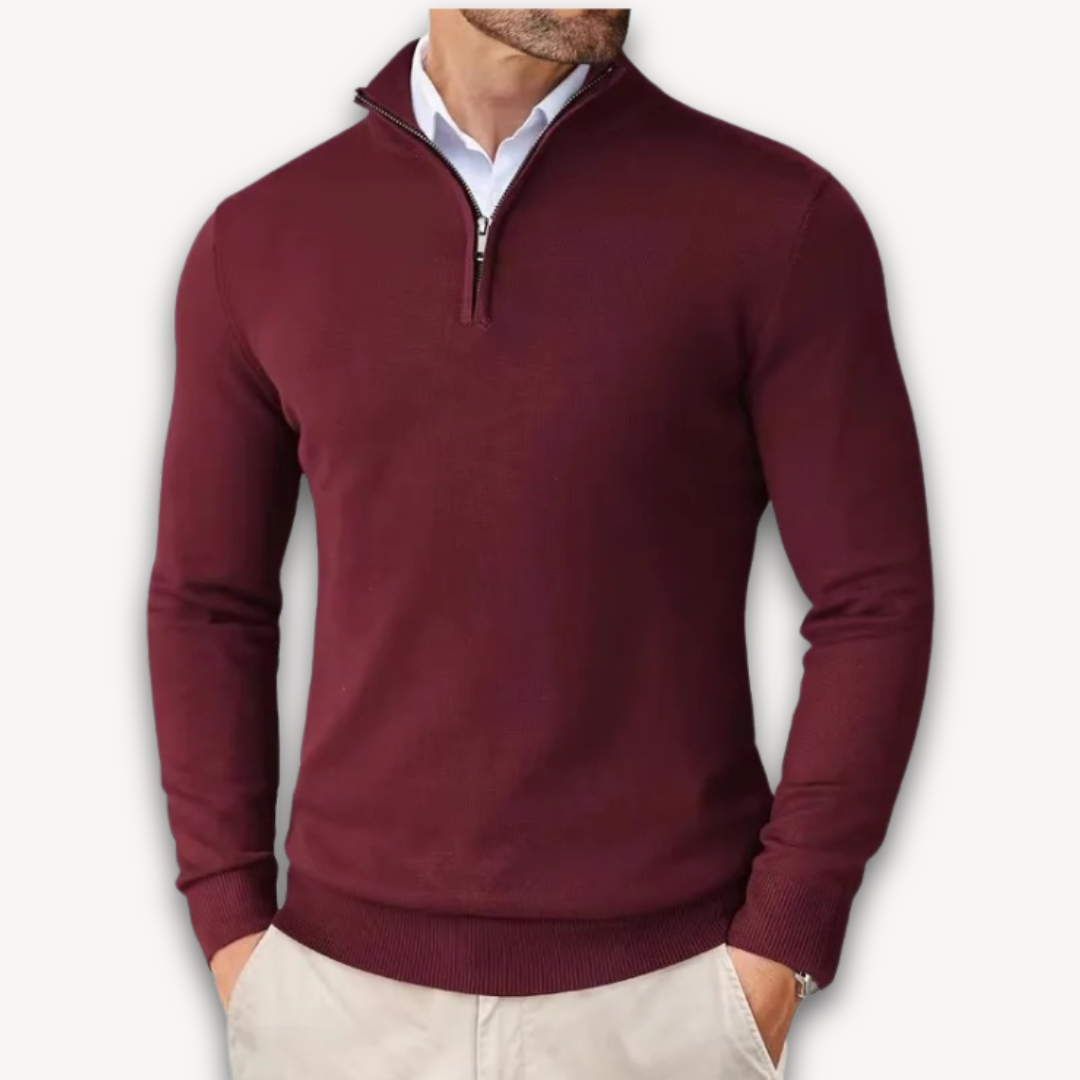 Herren Pullover Baumwolle Viertelreißverschluss
