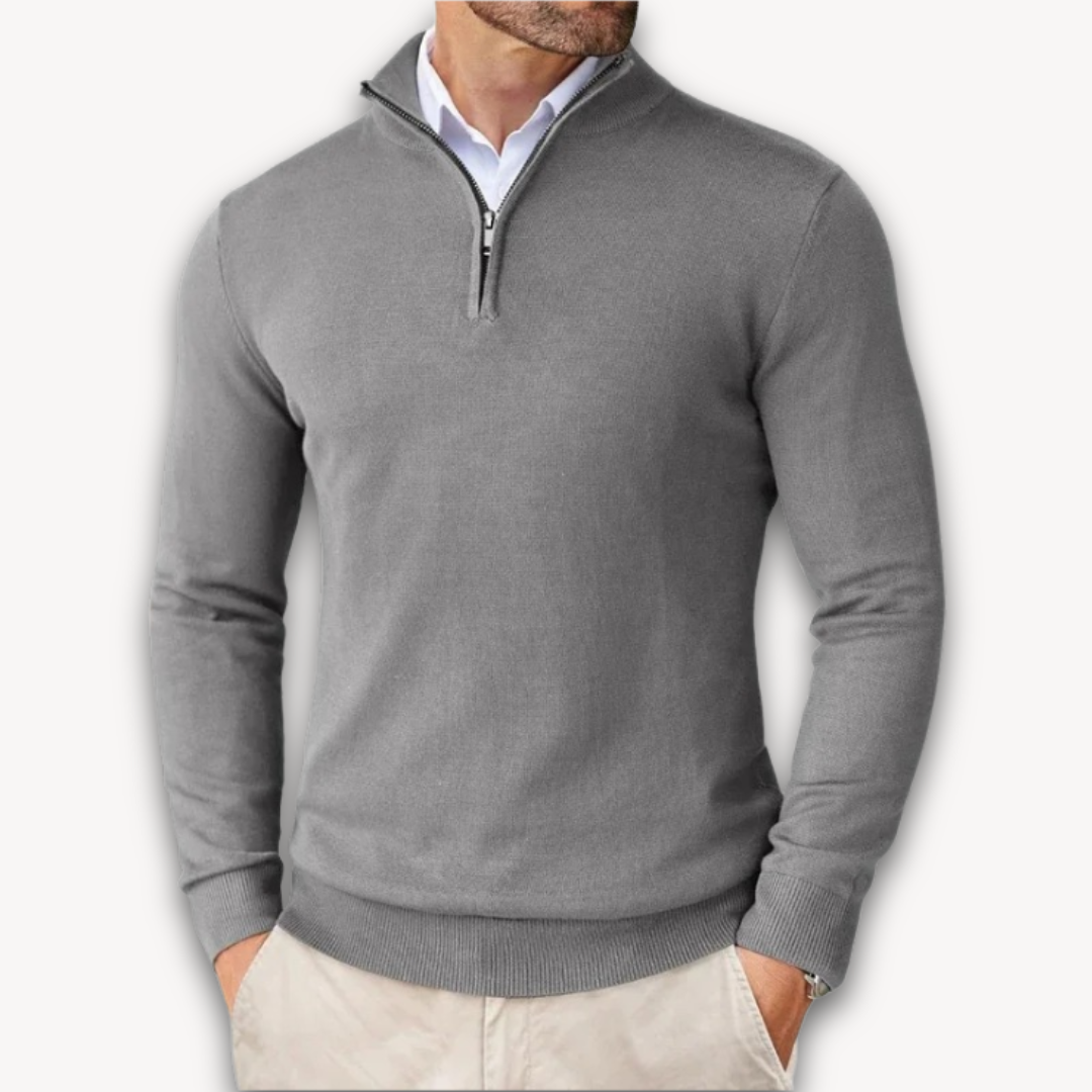 Herren Pullover Baumwolle Viertelreißverschluss