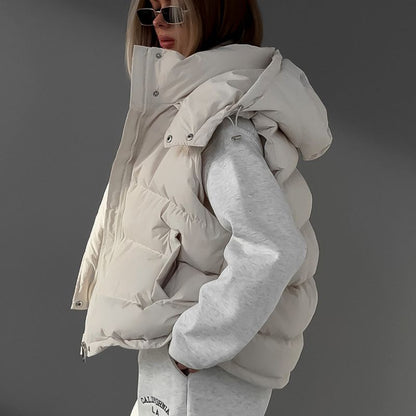 Damen Winterweste Gefüttert Warm mit Kapuze - IdealeKleiden