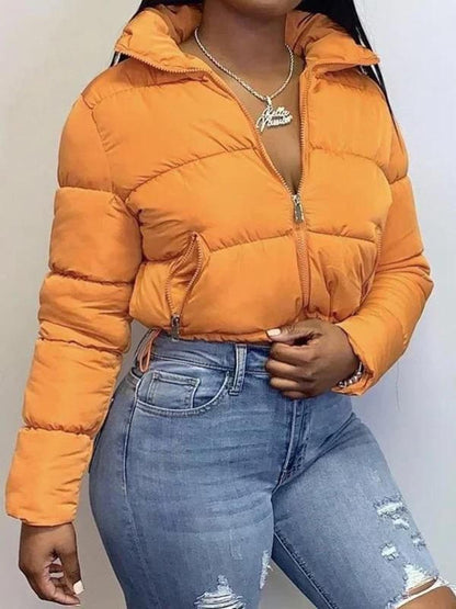 Damen Kurzjacke Leicht Slim Fit mit Kragen und Reißverschluss