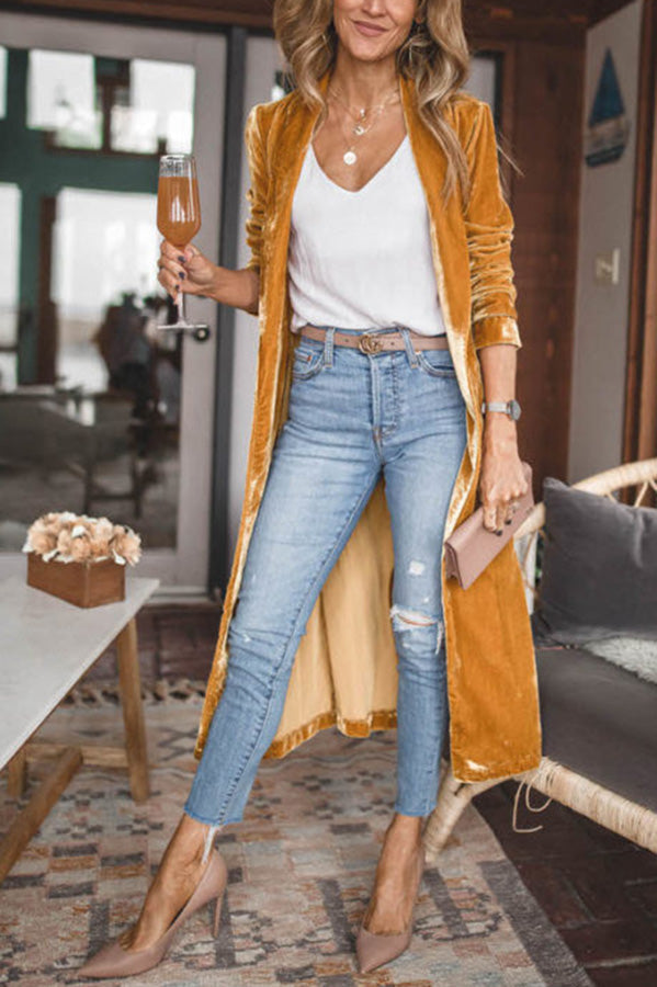 Damen Samtcardigan Langärmlig Elegent - IdealeKleiden
